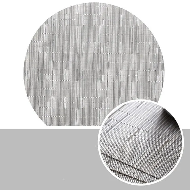 Set de Table Rond Coupé Style Bambou Gris en Plastique Vinyl