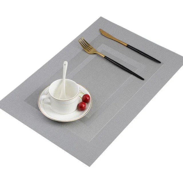 Set de Table Plastique Rectangulaire Doré Gris (6 Pièces)