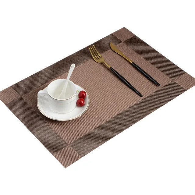 Set de Table Plastique Rectangulaire Doré Marron Orange (6 Pièces)