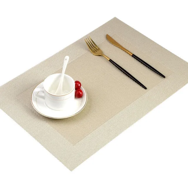 Set de Table Plastique Rectangulaire Doré Beige Clair (6 Pièces)