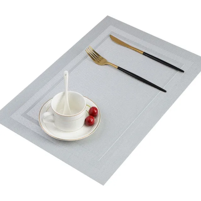 Set de Table Plastique Rectangulaire Doré Gris Clair (6 Pièces)