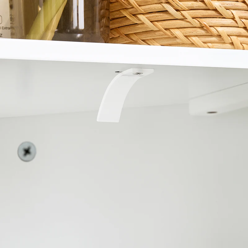 SoBuy BZR193-W Meuble de Rangement d'angle Salle de Bain, Armoire de Rangement Placard de Rangement Étroite, 1 Tiroir, 1 Compartiment Ouvert et 2 Portes