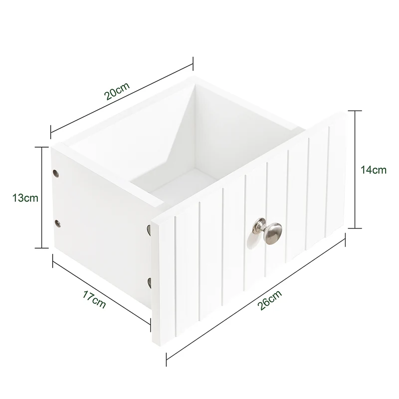 SoBuy BZR193-W Meuble de Rangement d'angle Salle de Bain, Armoire de Rangement Placard de Rangement Étroite, 1 Tiroir, 1 Compartiment Ouvert et 2 Portes