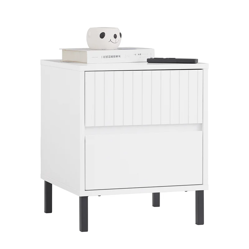 SoBuy FBT157-W Bout de Canapé Table de Chevet Table de Nuit Table d'Appoint Table Basse avec 2 Tiroirs pour Salon, Chambre ou Bureau, Pieds en Métal, L40 x P40 x H48 cm, Blanc