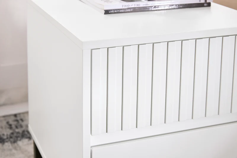 SoBuy FBT157-W Bout de Canapé Table de Chevet Table de Nuit Table d'Appoint Table Basse avec 2 Tiroirs pour Salon, Chambre ou Bureau, Pieds en Métal, L40 x P40 x H48 cm, Blanc