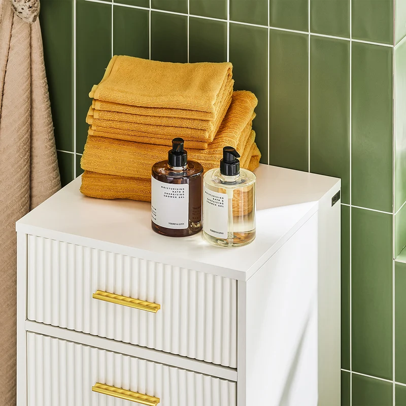 SoBuy BZR180-W Meuble Salle de Bain avec Panier à Linge, 1 Tiroir et 1 Panier Amovible, pour Salle de Bain et WC, Rangement Optimisé – L40×P40×H95 cm, Blanc