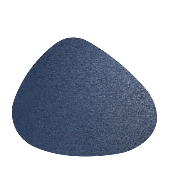 Set de Table Original Design Style Cuir Bleu Foncé Uni Rond Ovale Moderne