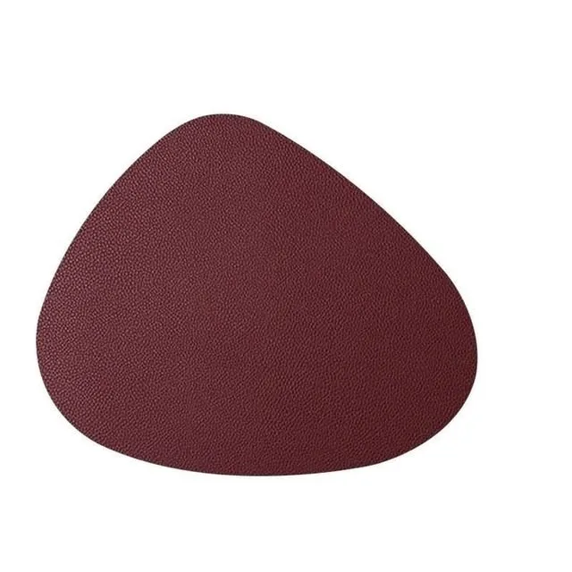 Set de Table Original Design Style Cuir Rouge Foncé Uni Rond Ovale Moderne