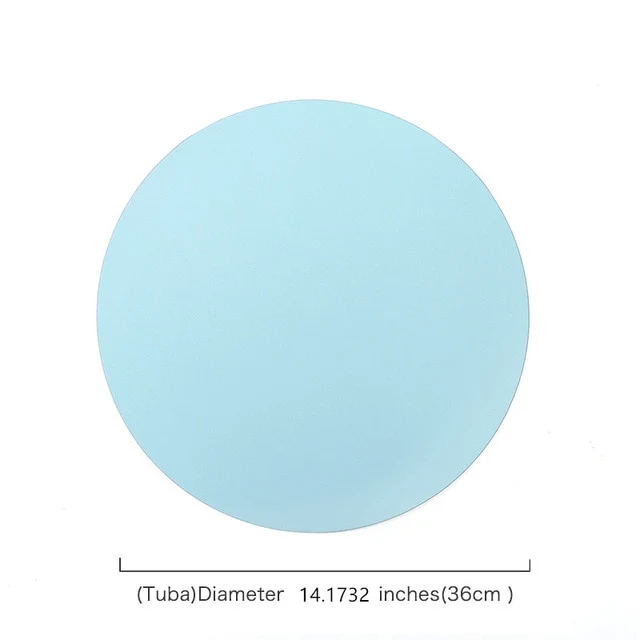 Set de Table Rond Cuir PU Bleu Eau Uni