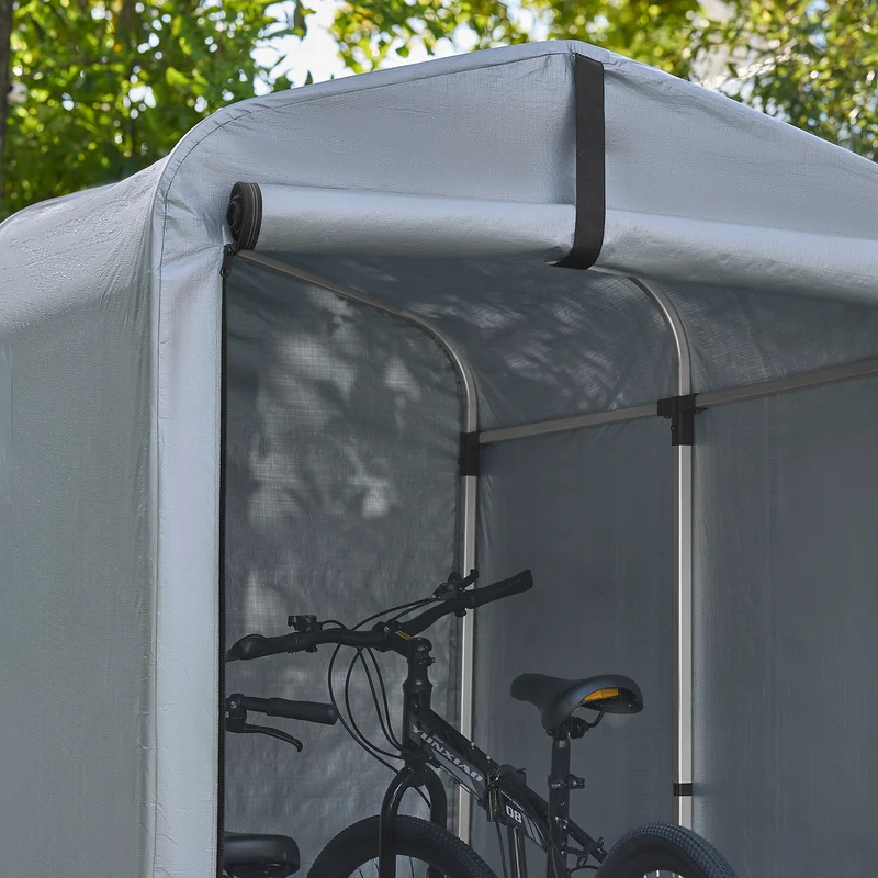 SoBuy SDA12-SIL Bâche pour Abri de Jardin Imperméable, pour Abri Vélo, Moto et Outils, Résistant à l’Humidité, Rangement Optimisé – L159×P219×H165 cm, Argent