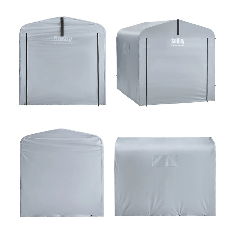SoBuy SDA12-SIL Bâche pour Abri de Jardin Imperméable, pour Abri Vélo, Moto et Outils, Résistant à l’Humidité, Rangement Optimisé – L159×P219×H165 cm, Argent