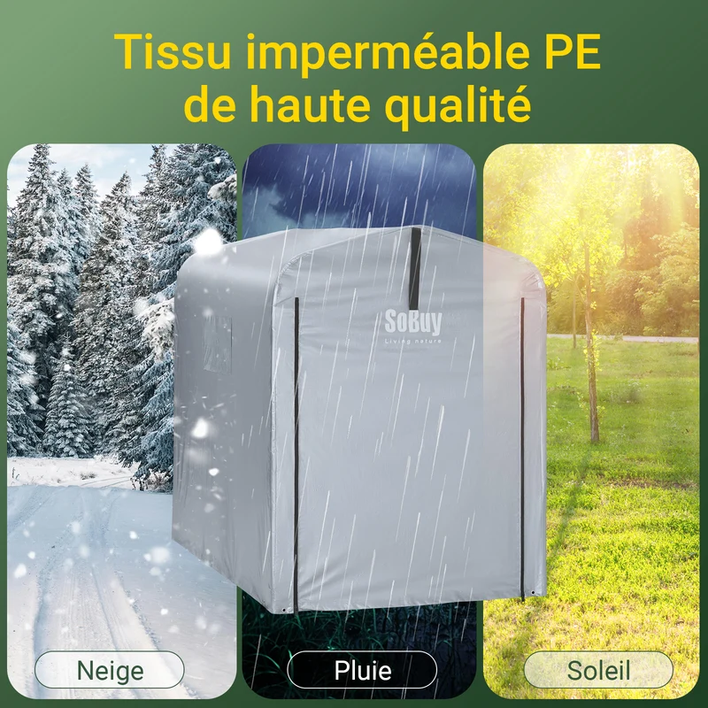 SoBuy SDA11-SIL Bâche pour Abri de Jardin Imperméable, pour Abri Vélo, Moto et Outils, Résistant à l’Humidité, Rangement Optimisé – L120×P176×H163 cm, Argent