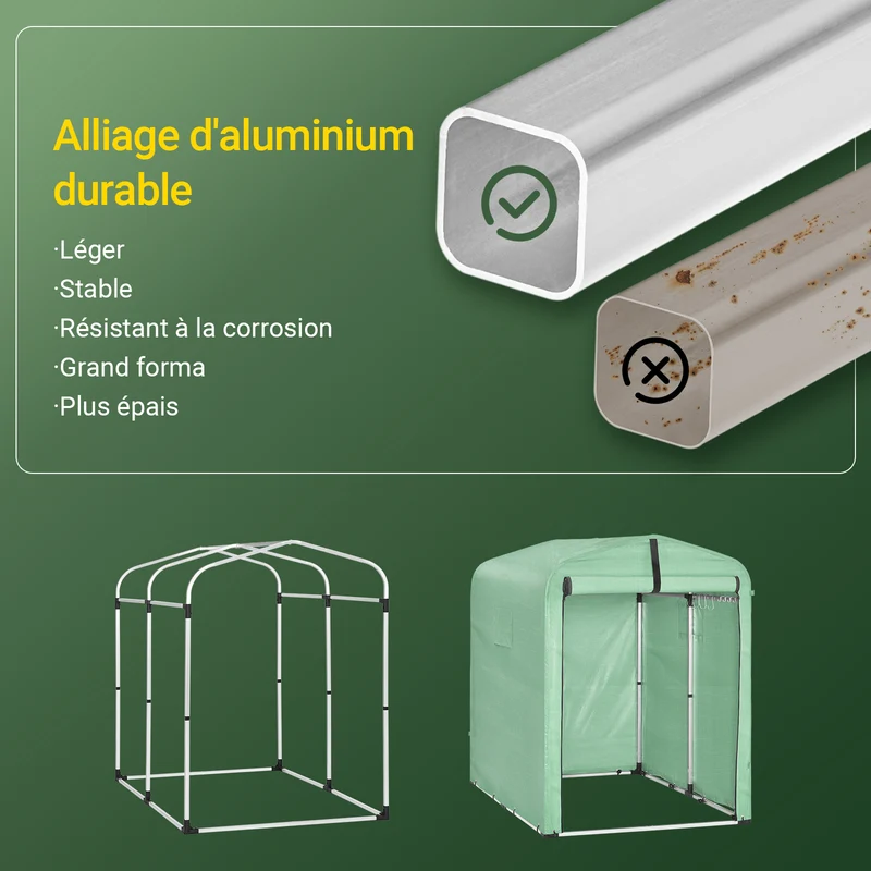SoBuy KLS11-GR Abri de Jardin Imperméable avec Crochets, pour Vélo, Moto et Outils, Résistant à l’Humidité, Rangement Optimisé – L120×P176×H163 cm, Vert