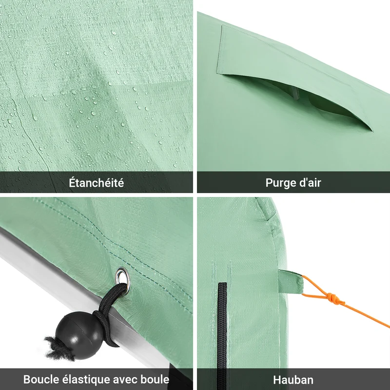 SoBuy KLS11-GR Abri de Jardin Imperméable avec Crochets, pour Vélo, Moto et Outils, Résistant à l’Humidité, Rangement Optimisé – L120×P176×H163 cm, Vert