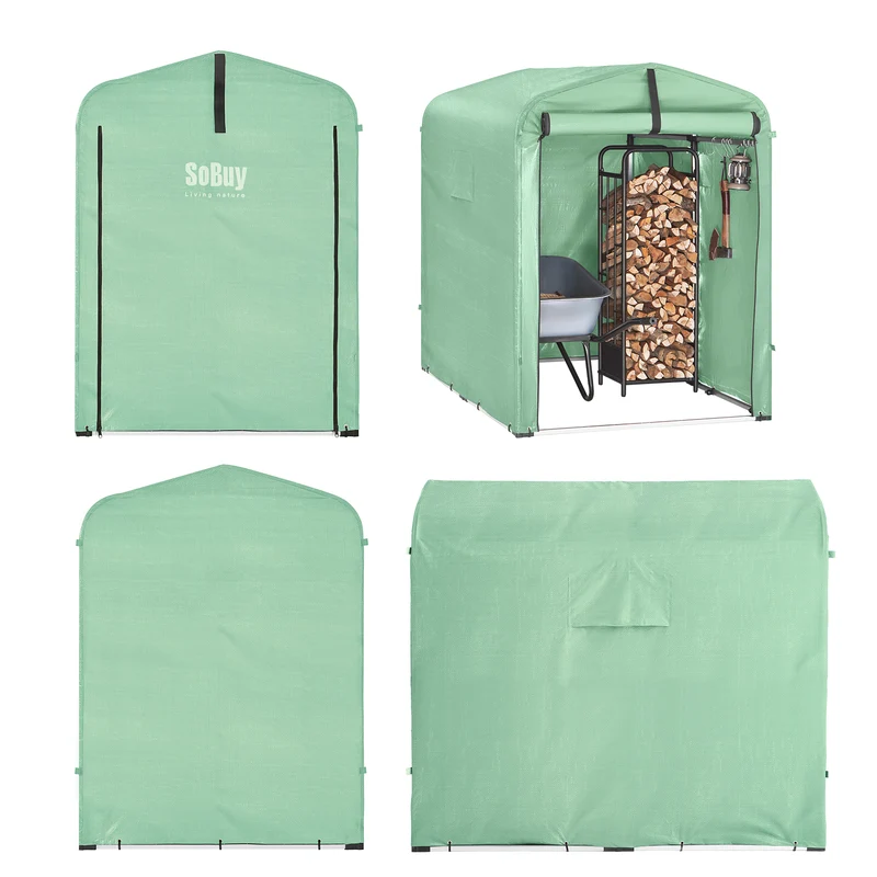 SoBuy KLS11-GR Abri de Jardin Imperméable avec Crochets, pour Vélo, Moto et Outils, Résistant à l’Humidité, Rangement Optimisé – L120×P176×H163 cm, Vert