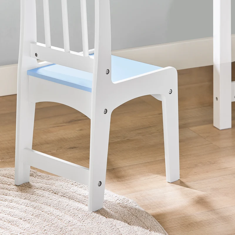 SoBuy KMB60-B Ensemble Table et Chaise pour Enfants Set de 2 Pièces avec Autocollants DIY Bureau pour Enfants avec 3 Porte-Crayons Bleu et Blanc