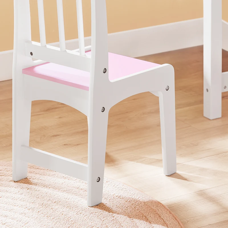 SoBuy KMB116-P Ensemble Table et Chaise pour Enfants Set de 2 Pièces avec Autocollants DIY Bureau pour Enfants avec 3 Porte-Crayons Rose et Blanc