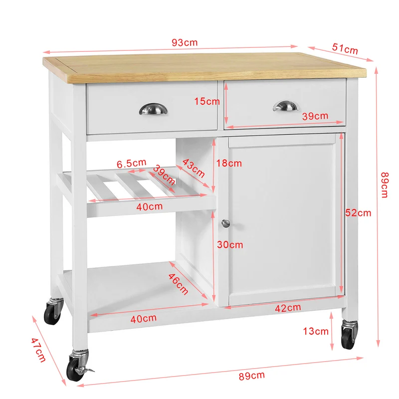 SoBuy FKW62-WN Chariot de Service 1 porte-bouteilles 2 tiroirs