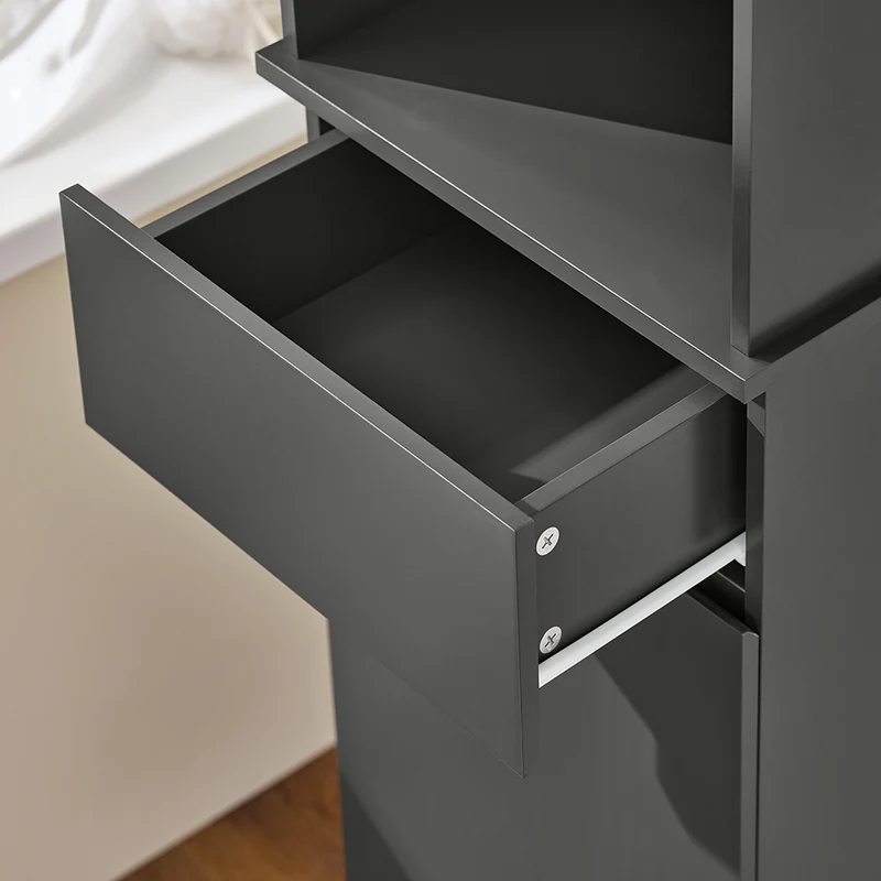 SoBuy BZR112-DG Meuble Colonne de Salle de Bain, Armoire Haute, Étagère de Rangement, Placard de Rangement