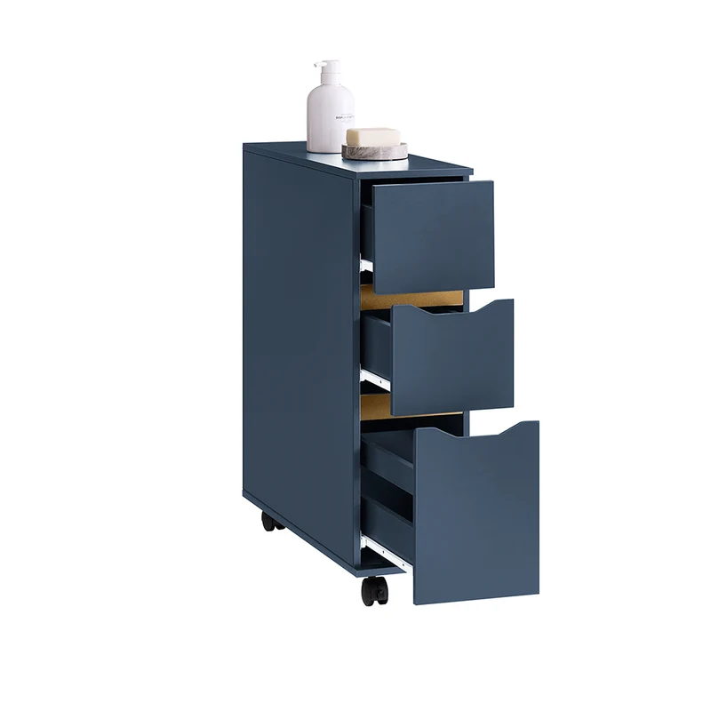 SoBuy BZR191-B Meuble de Rangement Salle de Bain Étroit sur roulettes, Support Papier Toilette avec roulettes