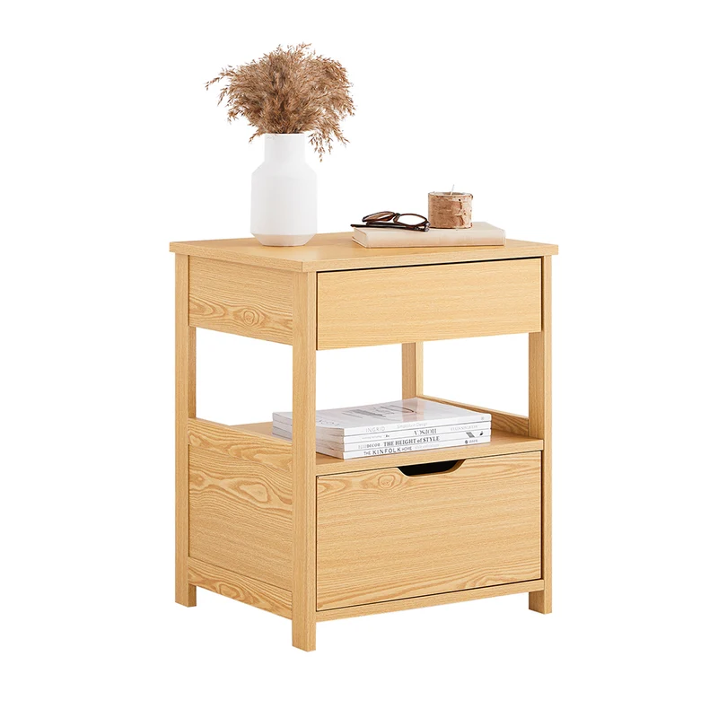 sebuyfr.comG258-N Table de Chevet Bout de Canapé avec 2 tiroirs et 1 étagère
