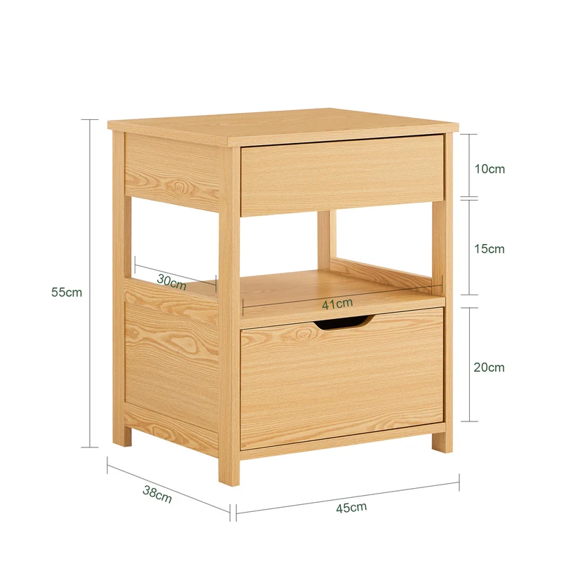 sebuyfr.comG258-N Table de Chevet Bout de Canapé avec 2 tiroirs et 1 étagère