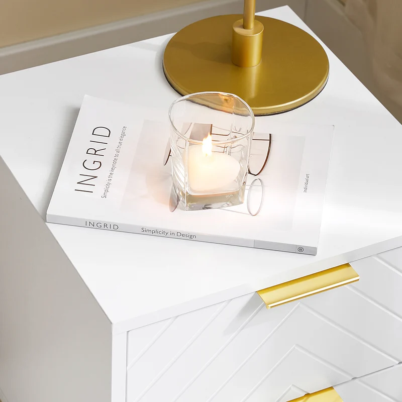SoBuy FBT160-W Table de Chevet à 2 Tiroirs