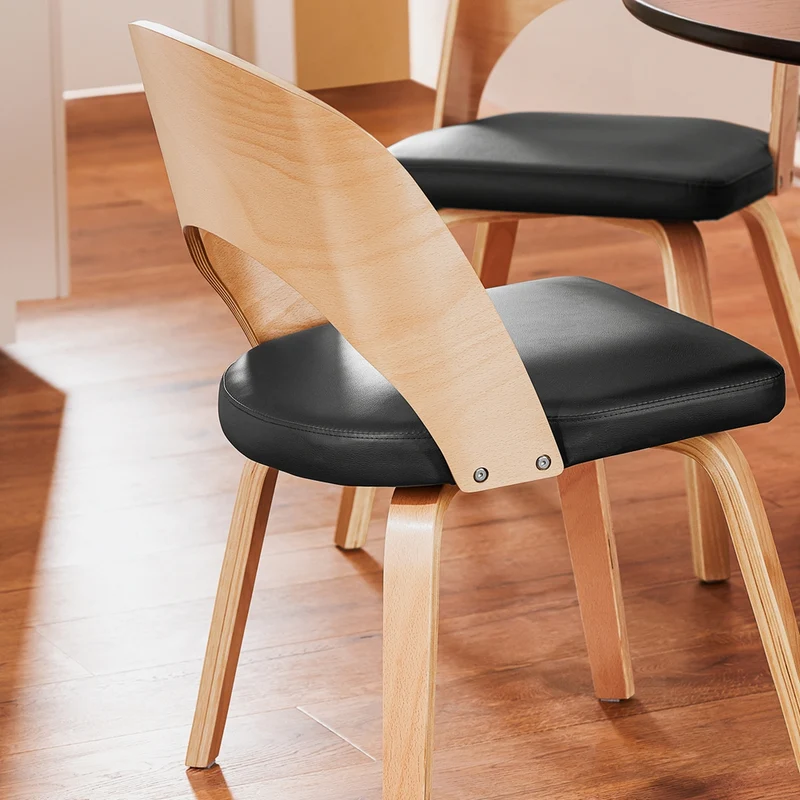 SoBuy FST97-SCH Chaise en Bois avec Dossier et Assise Rembourrés