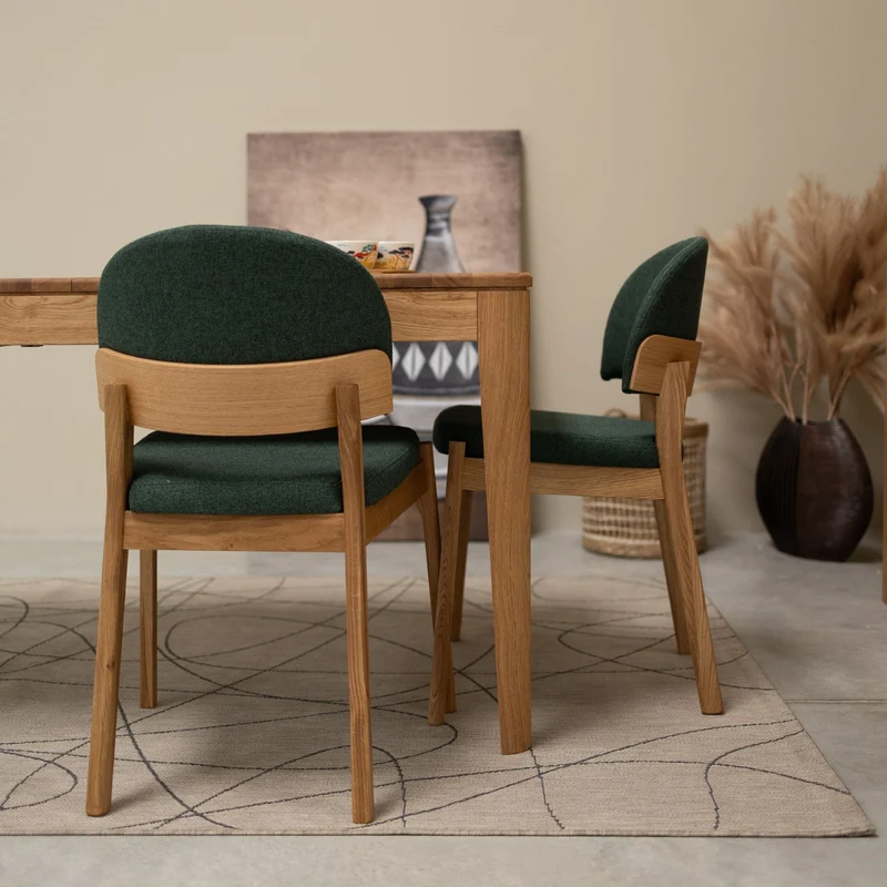 Chaise en bois massif de chêne Astrid, revêtement - Lot de 2 ou 4 chaises - NordicStory