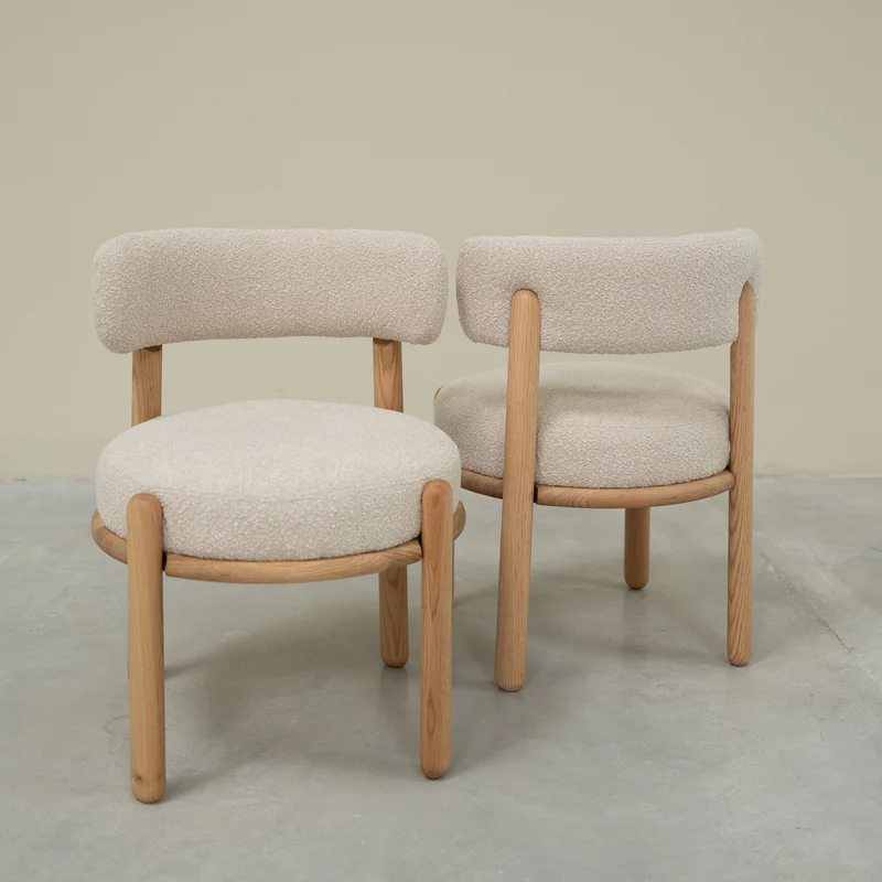 Chaise en bois massif de chêne Lova, revêtement Ecru - Lot de 2 chaises - NordicStory