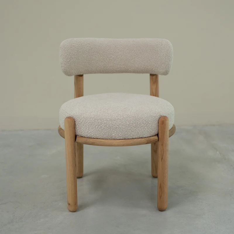 Chaise en bois massif de chêne Lova, revêtement Ecru - Lot de 2 chaises - NordicStory