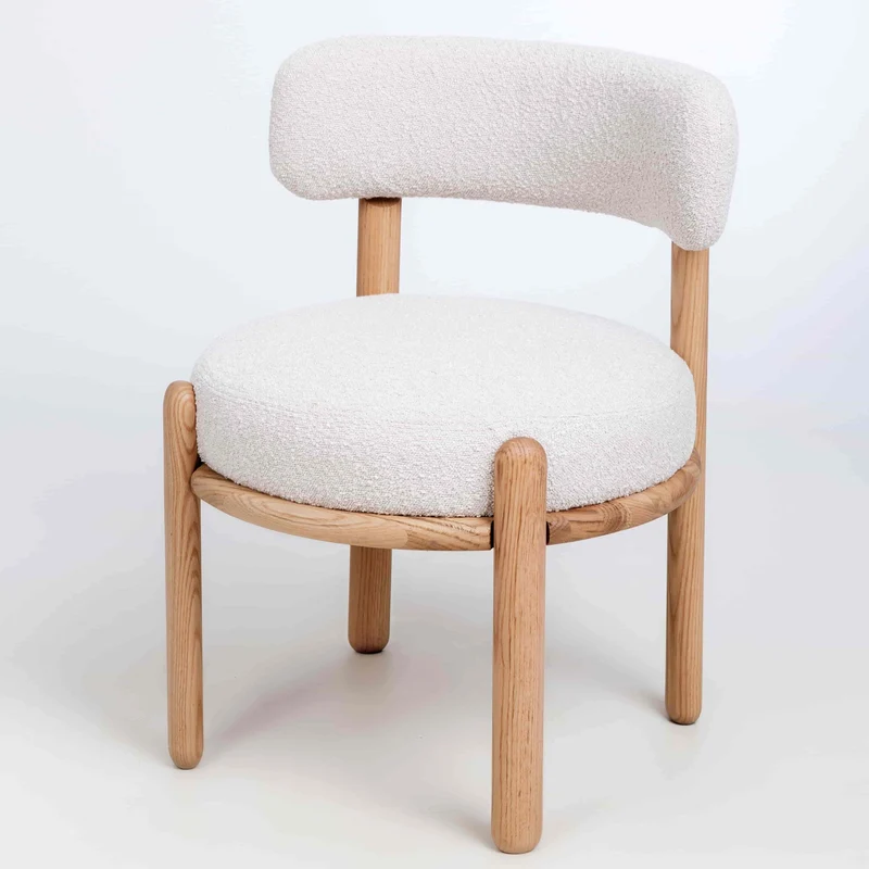 Chaise en bois massif de chêne Lova, revêtement Ecru - Lot de 2 chaises - NordicStory
