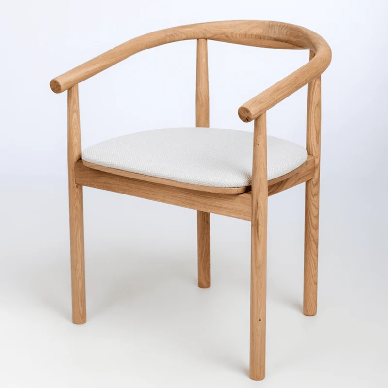 Chaise en bois massif de chêne Léa, revêtement en Gris/Beige - Lot de 2 ou 4 chaises - NordicStory