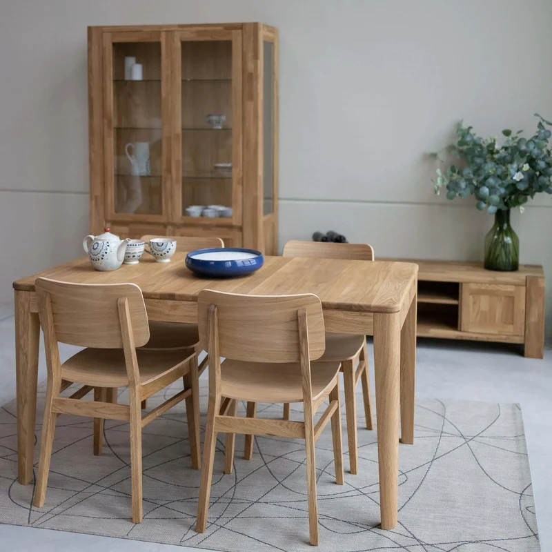 Table à manger rectangulaire extensible en bois massif de chêne Kodama - NordicStory