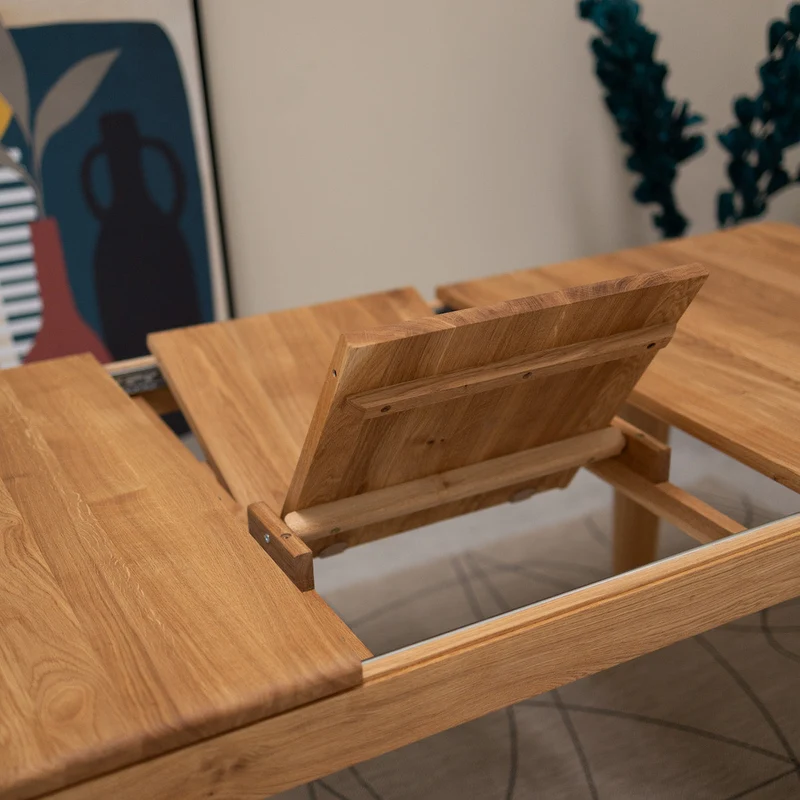 Table à manger rectangulaire extensible en bois massif de chêne Kodama - NordicStory