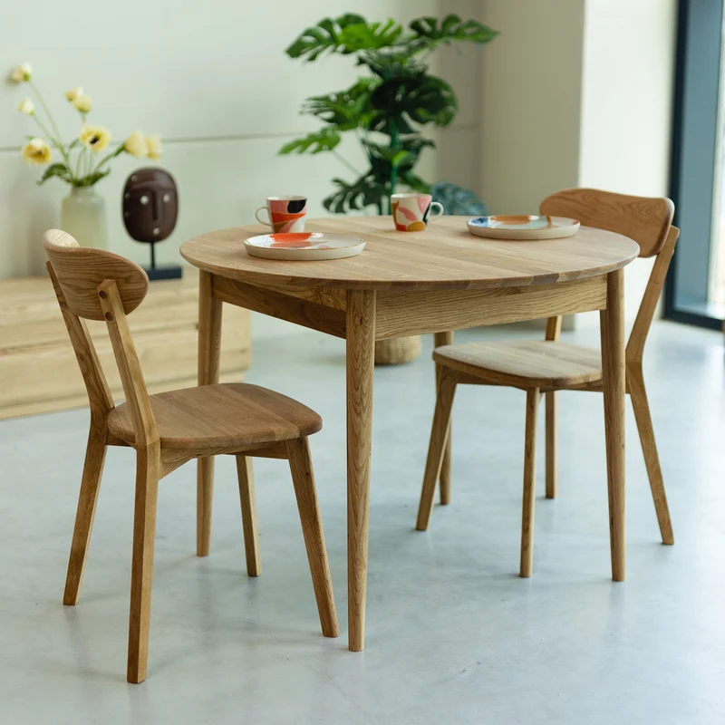 Table à manger ronde extensible en bois massif de chêne Malmo - NordicStory