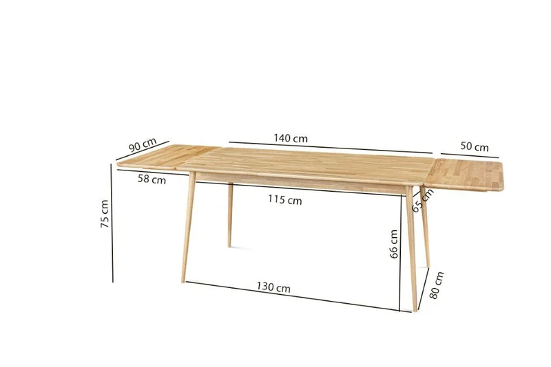 Table à manger extensible en bois massif de chêne Malmo 2 - NordicStory