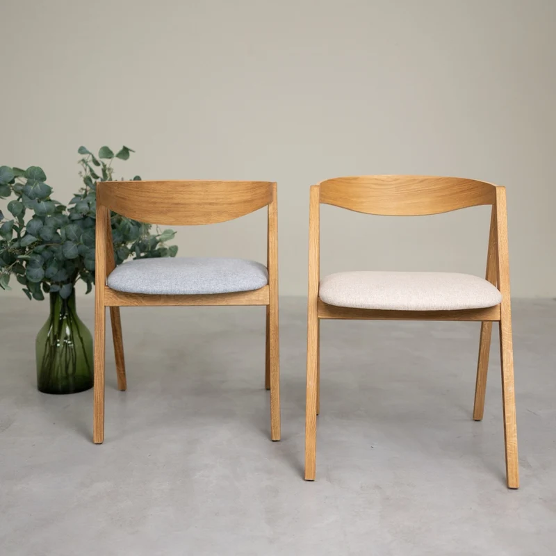 Chaise en bois massif de chêne naturel Oscar, revêtement - Lot de 2 ou de 4 chaises - NordicStory