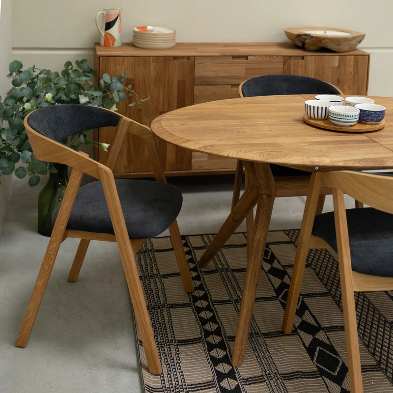 Chaise en bois massif de chêne Knut, revêtement Beige/Gris Anthracite - Lot de 2 ou de 4 chaises - NordicStory