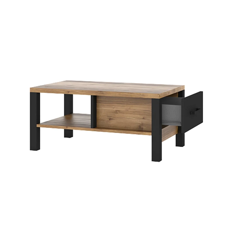 Table basse 1 tiroir Lyam Bois et Noir