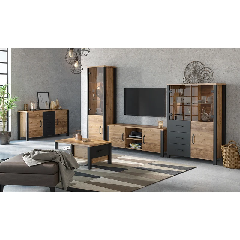 Table basse 1 tiroir Lyam Bois et Noir