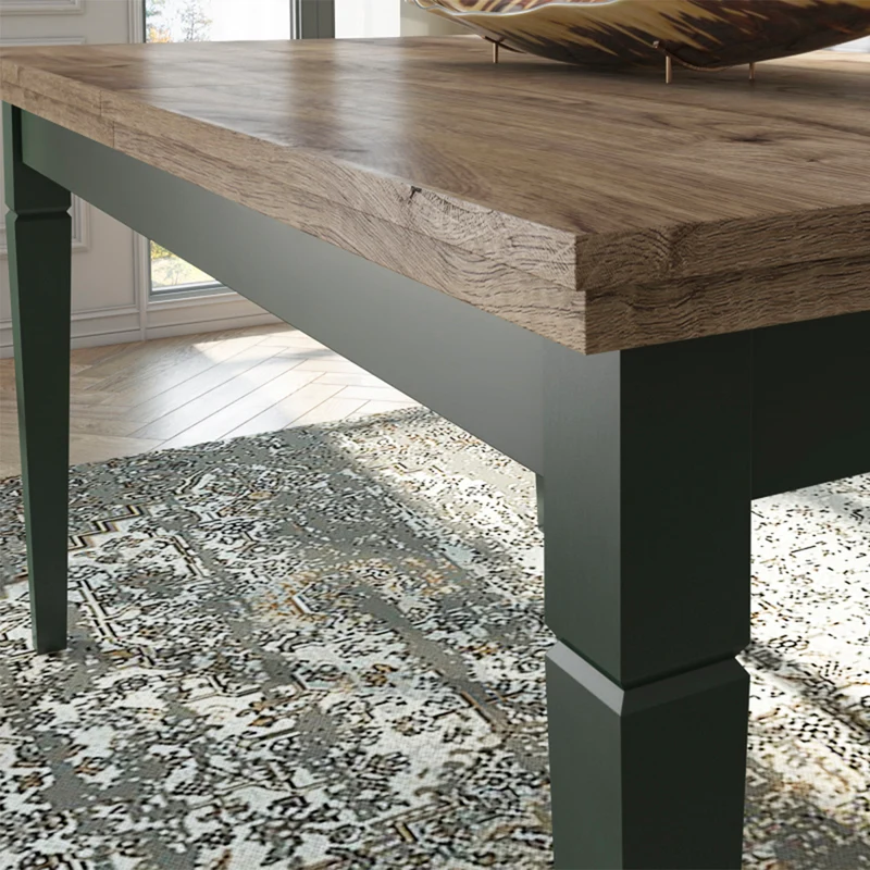 Table à manger extensible 6 à 8 places Martin Vert et Bois