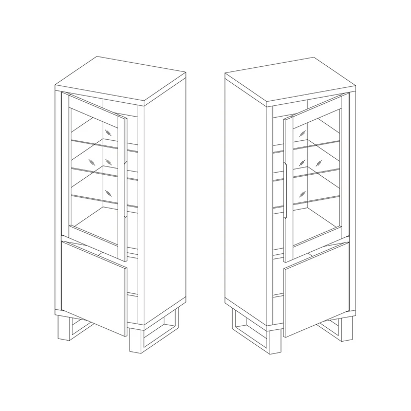 Vitrine 2 portes Eden Bois et Metal