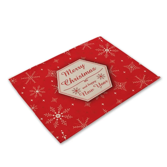 Set de Table de Noel Merry Christmas Flocons en Tissu Coton & Lin
