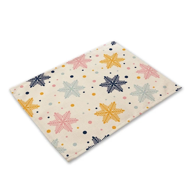 Set de Table Etoiles Flocon de Noel en Tissu Coton & Lin