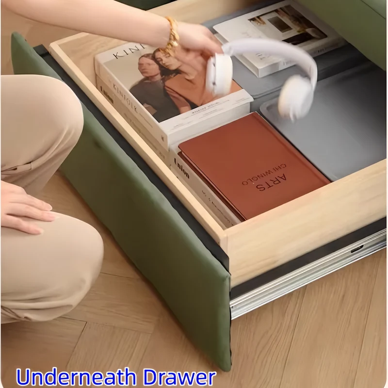 Canapé-lit moderne et minimaliste en tissu suédine microfibre avec télécommande et tiroir de rangement