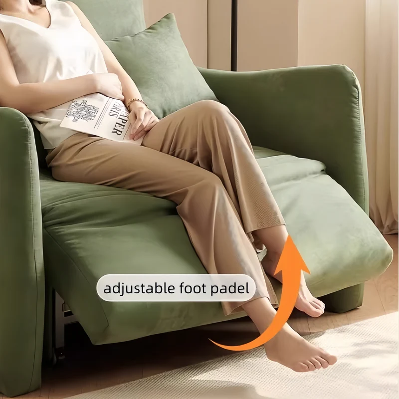 Canapé-lit moderne et minimaliste en tissu suédine microfibre avec télécommande et tiroir de rangement