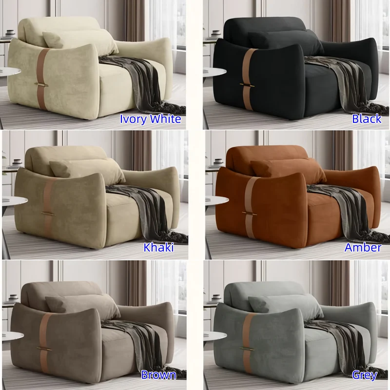 Canapé-lit moderne et minimaliste en tissu suédine microfibre avec télécommande et tiroir de rangement