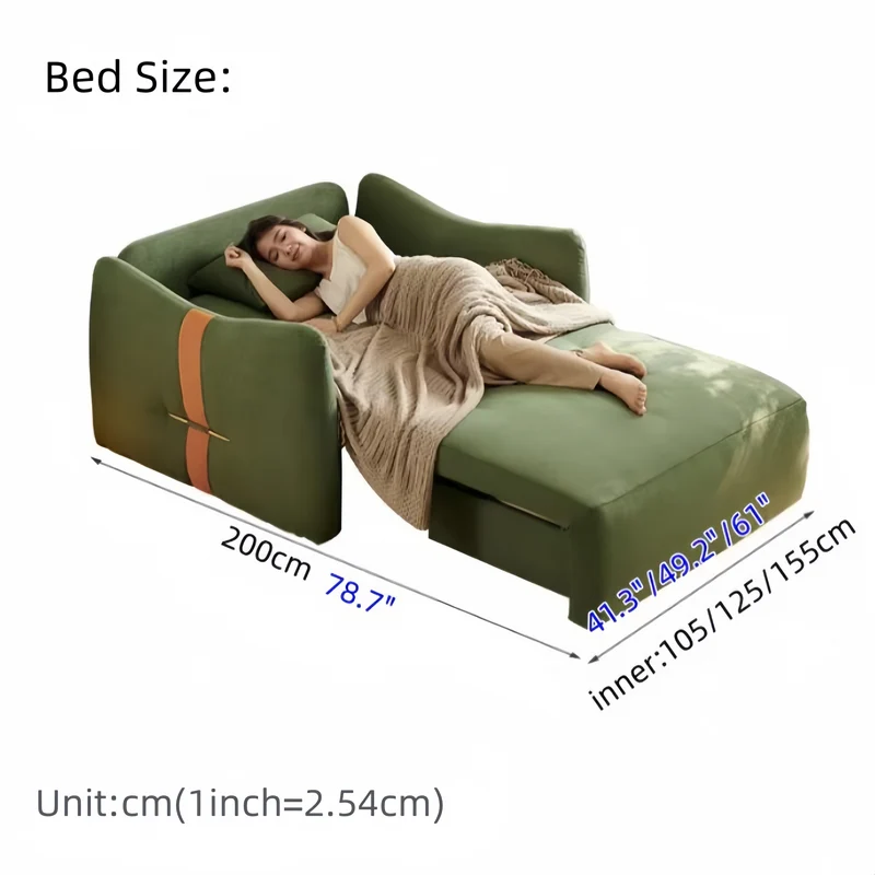 Canapé-lit moderne et minimaliste en tissu suédine microfibre avec télécommande et tiroir de rangement