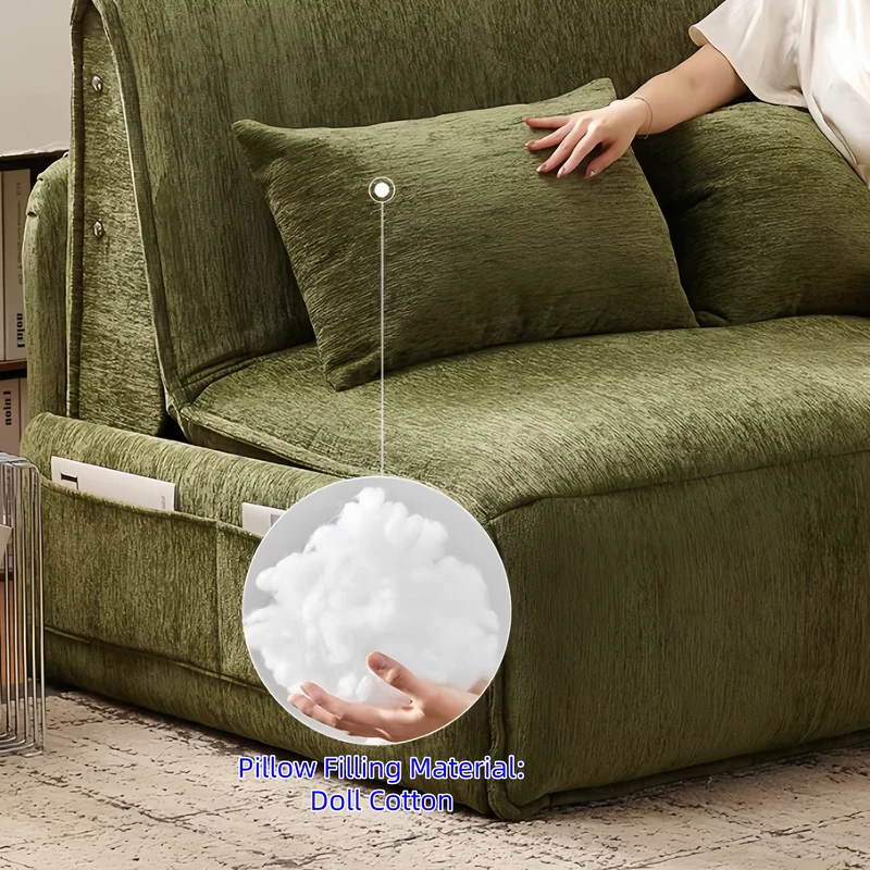 Canapé-lit électrique en tissu chenille télécommandé